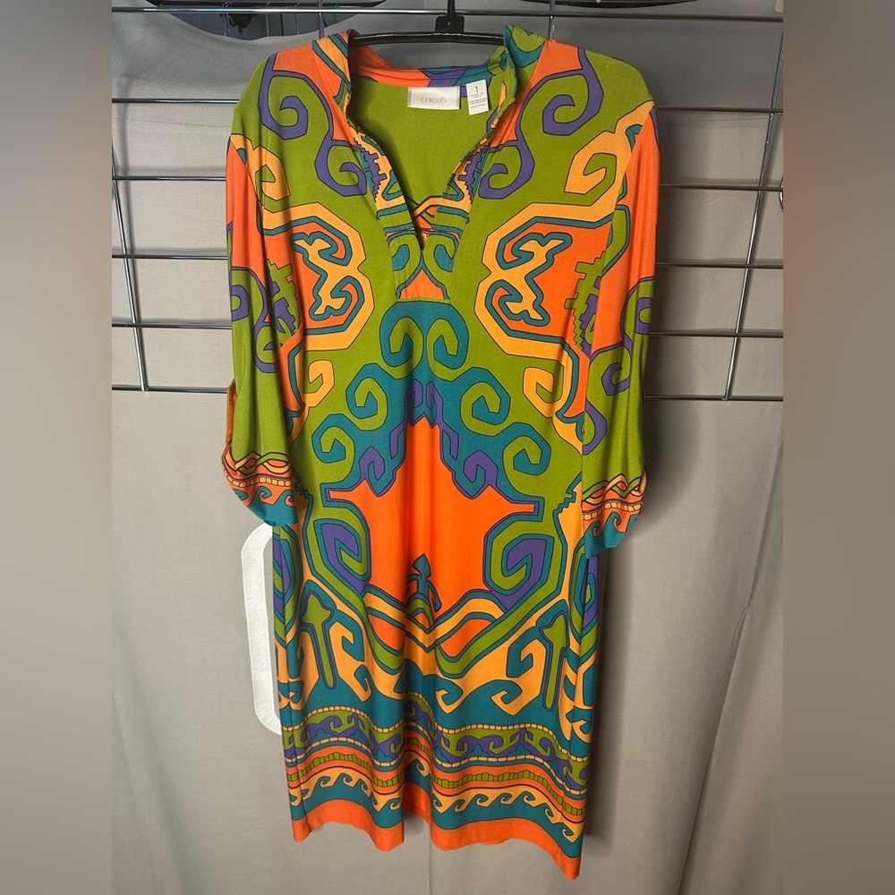 Chicos women’s mini multicolored patterned dress